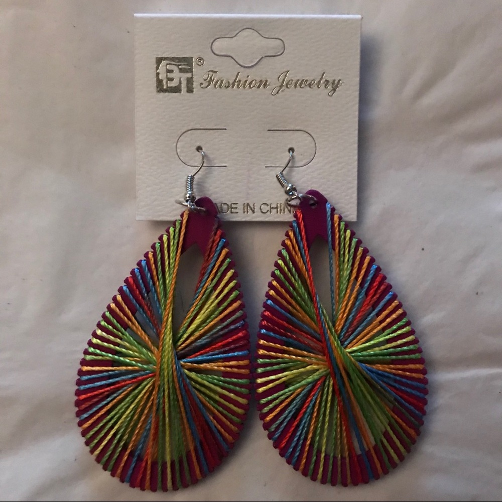 NWT multi colored thread style earrings